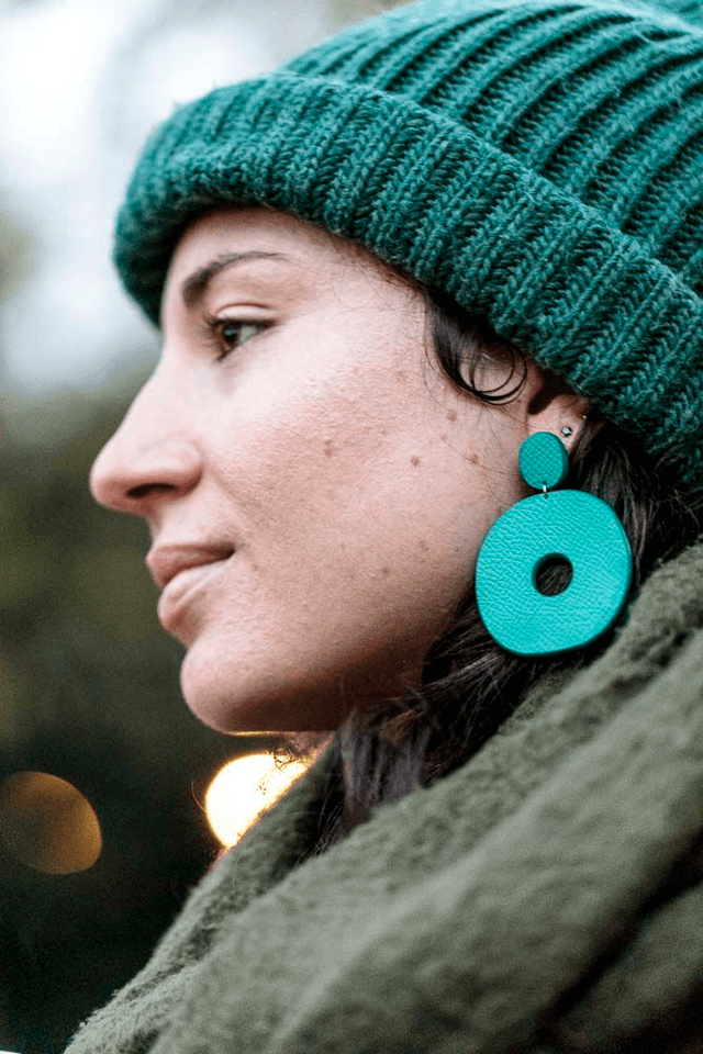 Boucles d'oreilles en cuir GARANCE bleu 