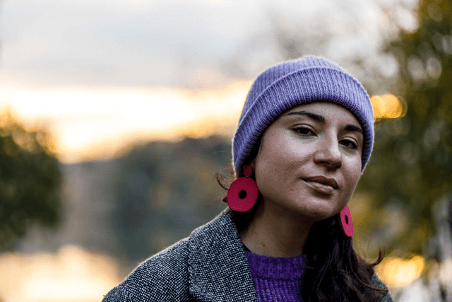 Boucles d'oreilles en cuir GARANCE rose 